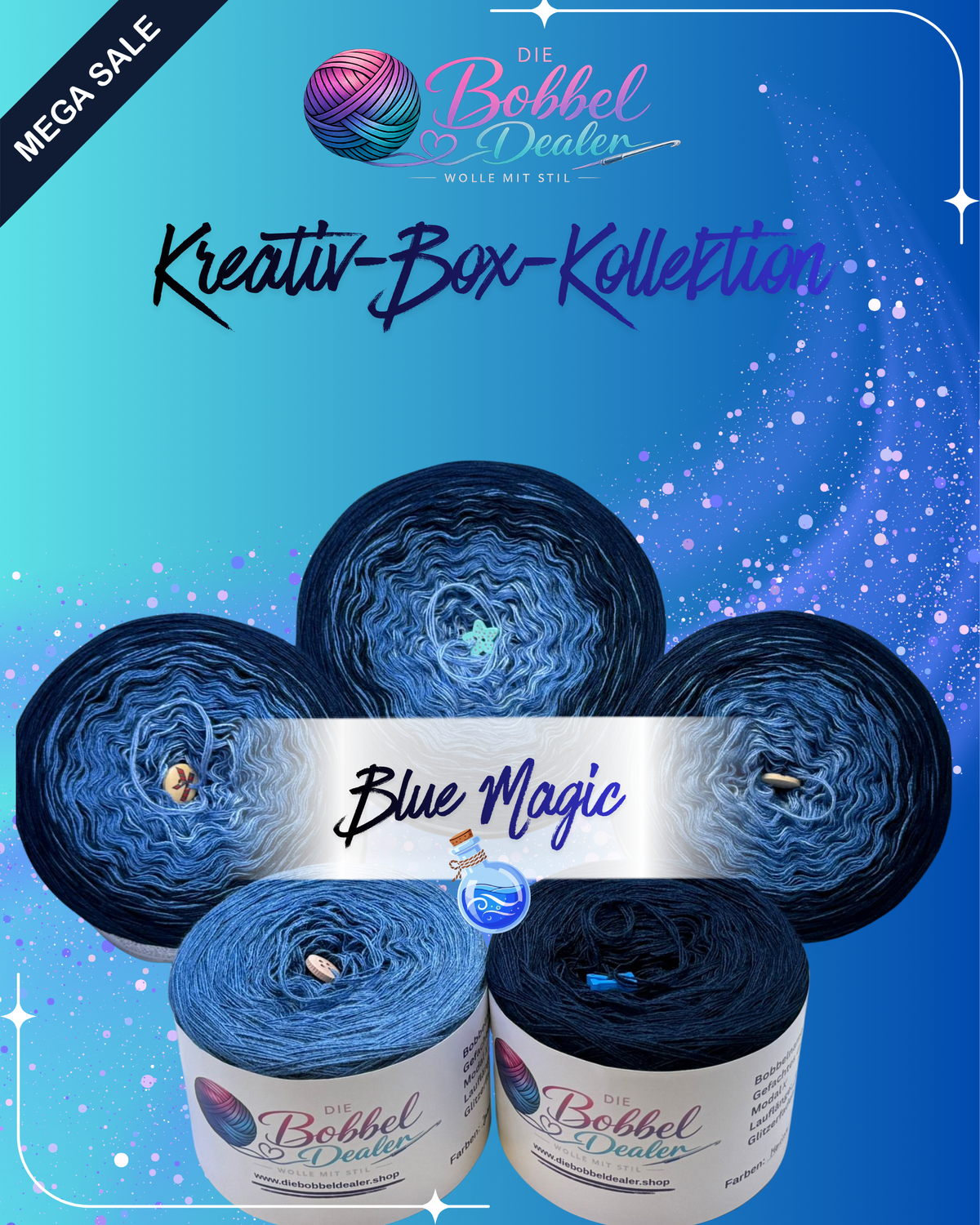 BOBBEL-Kreativ-Box 4 "BLUE MAGIC" mit Verlauf & Unifarben