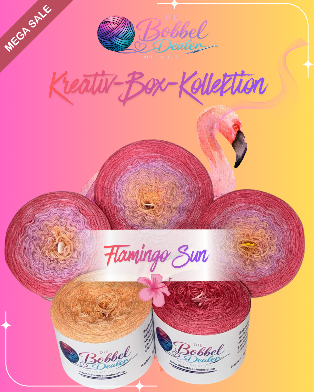 BOBBEL-Kreativ-Box 3 "FLAMINGO SUN" mit Verlauf & Unifarben