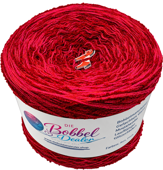 FLAUSCH-BOBBEL "RED ROMANCE" mit Bouclefaden