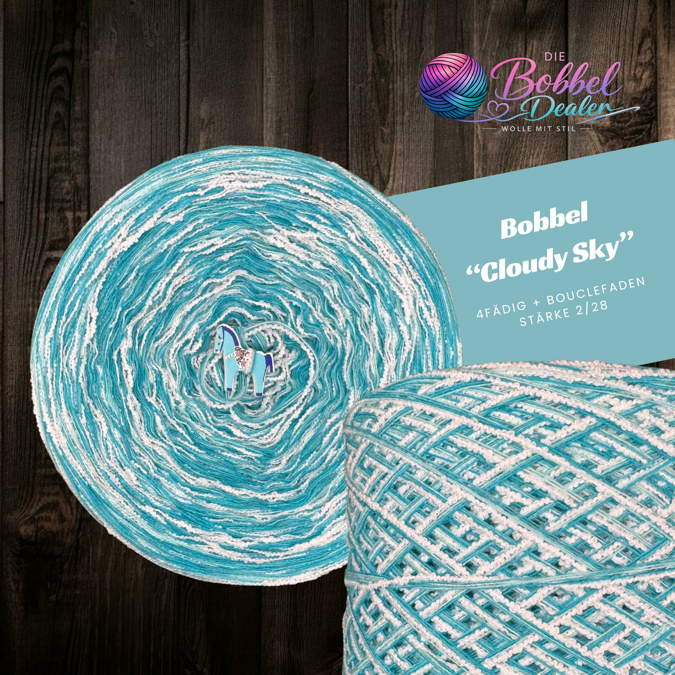 FLAUSCH-BOBBEL "CLOUDY SKY" mit Bouclefaden