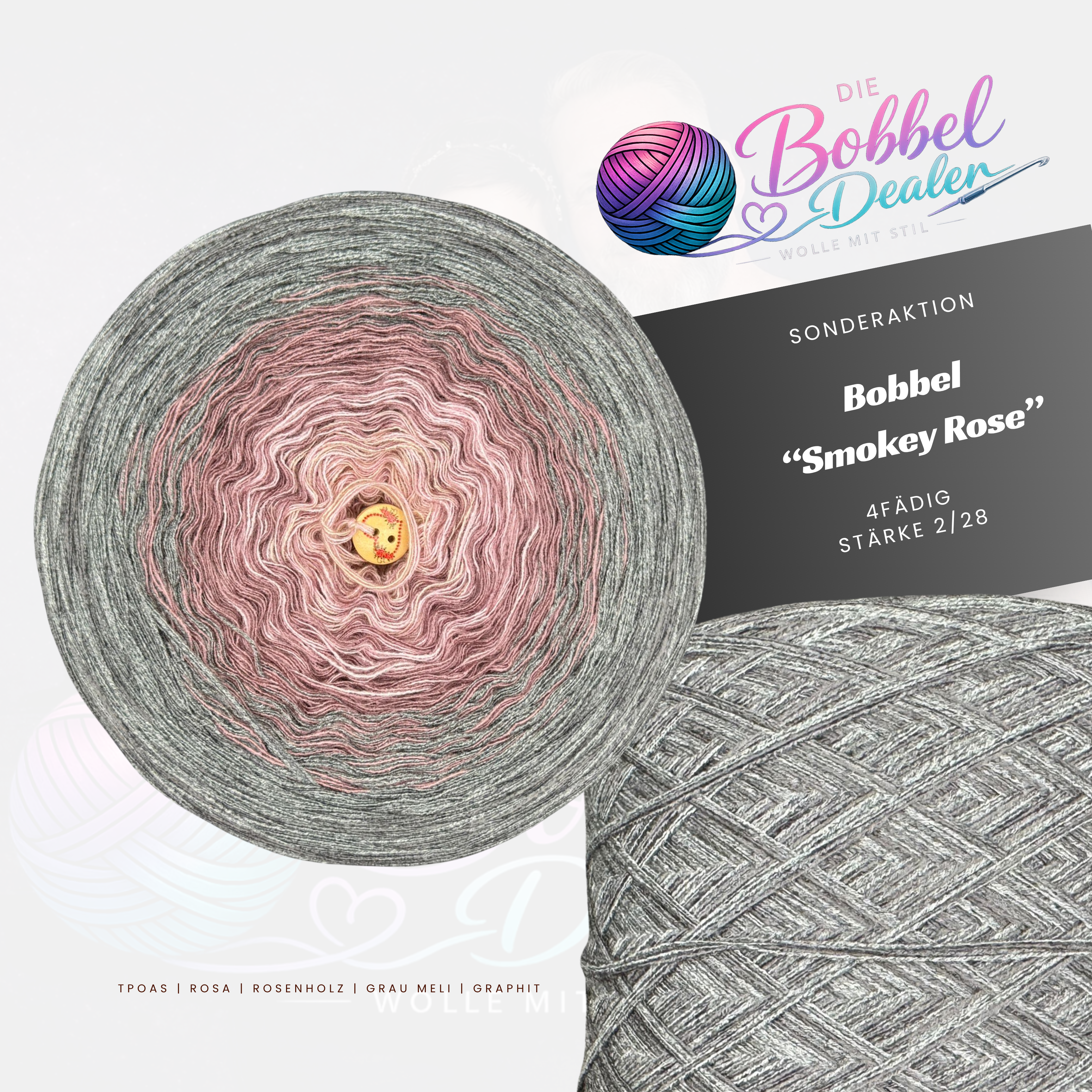 BOBBEL "SMOKEY ROSE" mit Verlauf