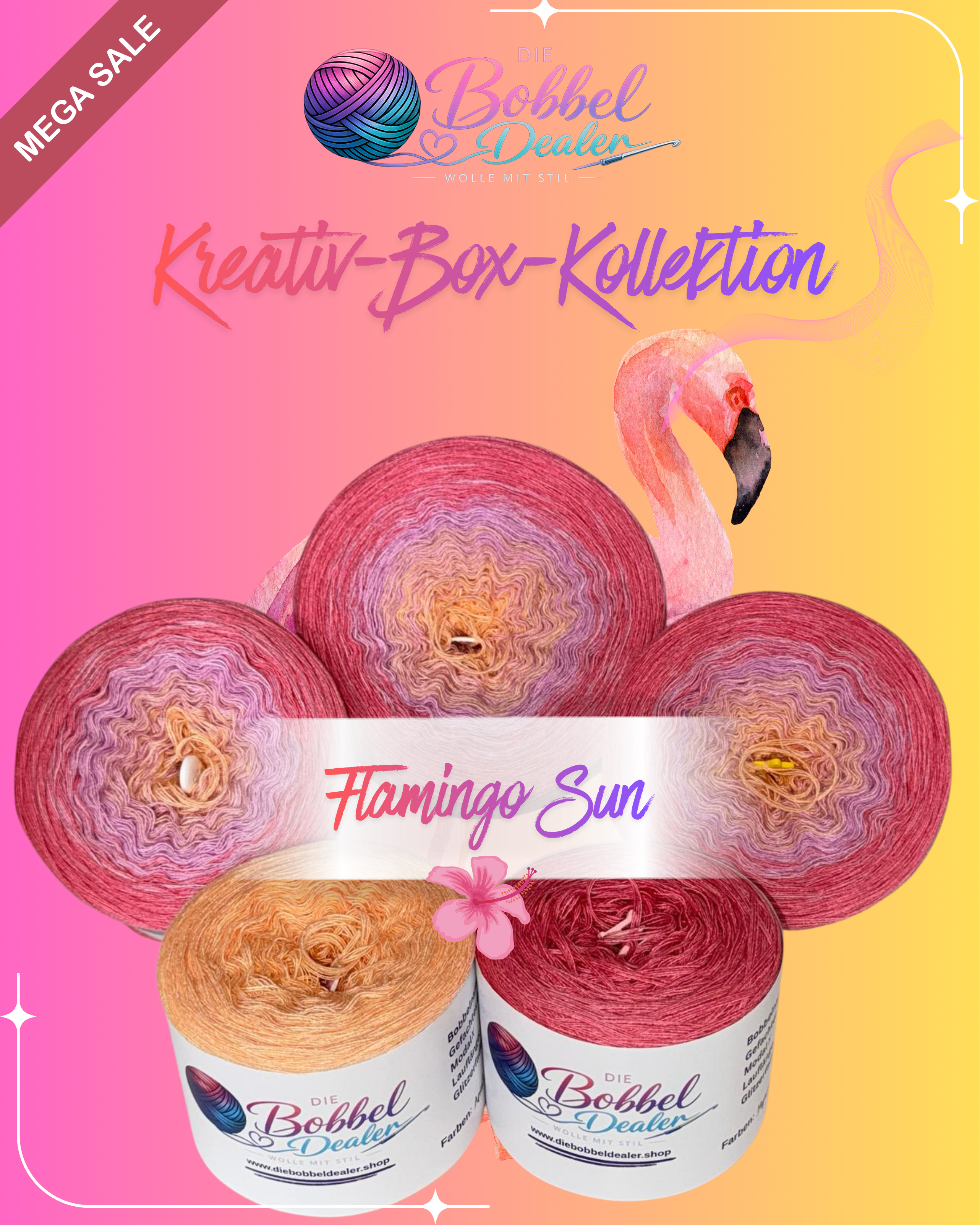 BOBBEL-Kreativ-Box 3 "FLAMINGO SUN" mit Verlauf & Unifarben