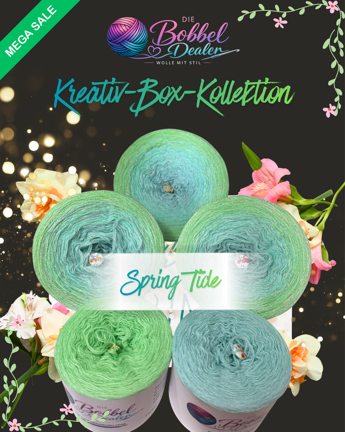 BOBBEL-Kreativ-Box 2 "SPRING TIDE" mit Verlauf + Glitzer & Unifarben