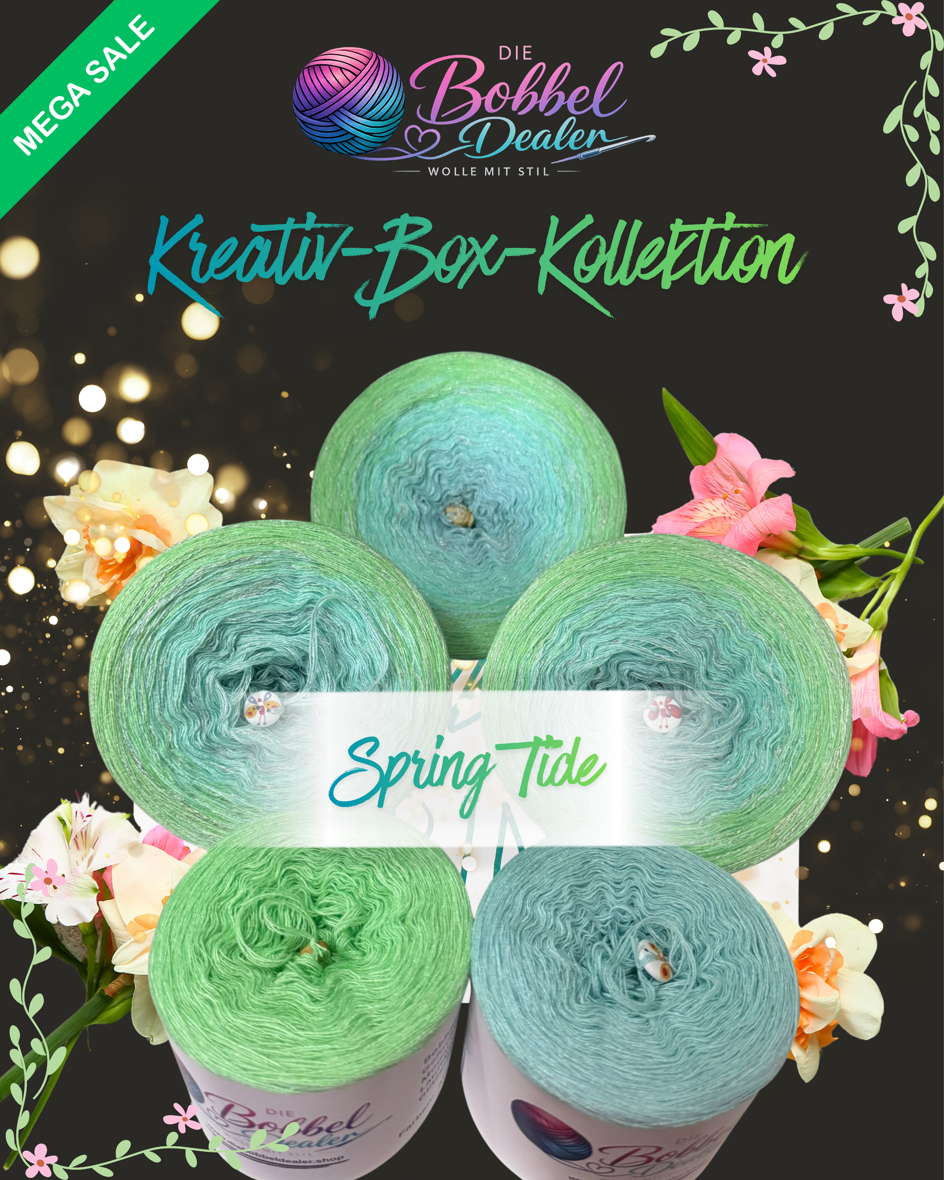 BOBBEL-Kreativ-Box 2 "SPRING TIDE" mit Verlauf + Glitzer & Unifarben